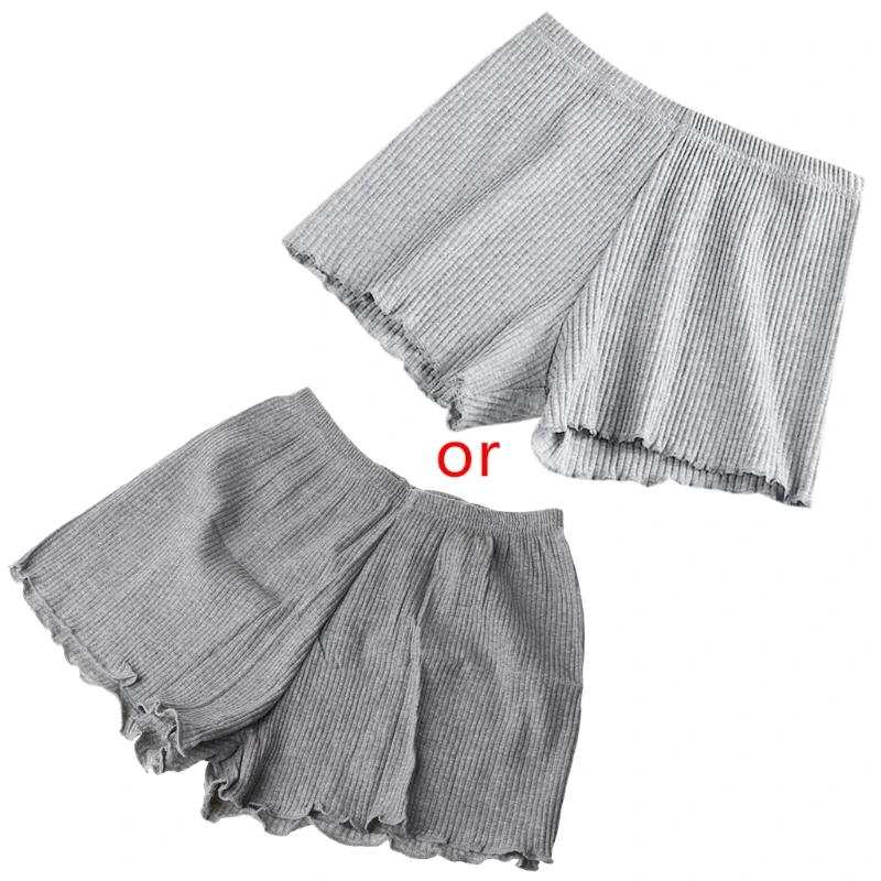 Купи Women Girls Solid Color Ruffled Trim Boyshort Underwear Safety Dress Panties Ribbed Striped Seamless Under Skirt Shorts за 60 рублей в магазине AliExpress