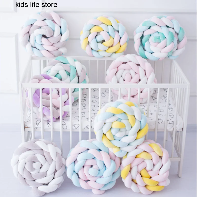

1M Crib Bed Bumper Kids For Newborn Baby Pillow Cushion Cot Kids Room Decor Infant Knotted Things Protector Baby Bedding Sets