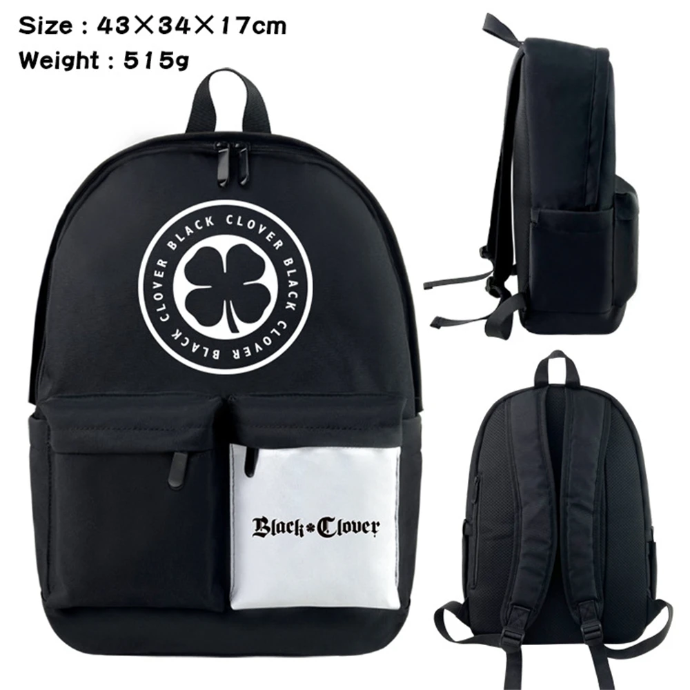 

Anime Black Clover Nylon Backpack Casual Laptopbag Student Schoolbag Cartoon Packsack Teenager Knapsack Unisex Zipper Bookbag