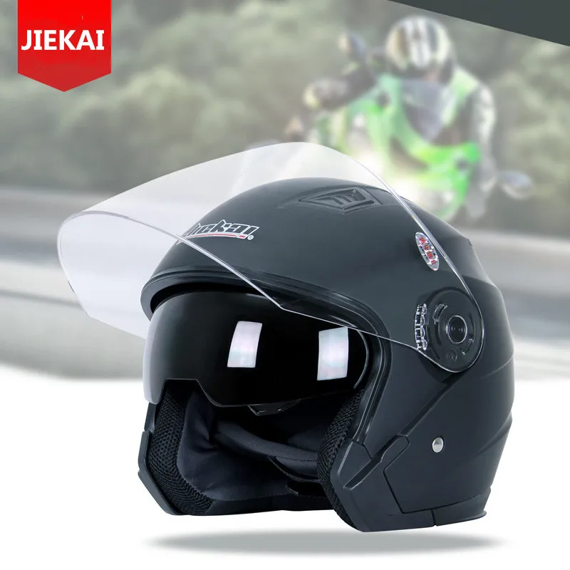 

Genuine JIEKAI Motorcycle Helmet Motorbike Dual Lens Summer Winter Open Face Helmet Moto Capacete Para Motocicleta Casco