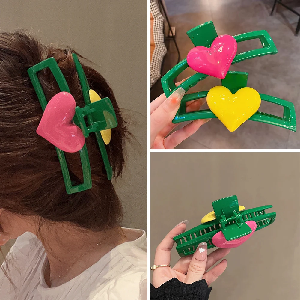 

Sweet Heart Shape Hair Clips For Women Girls Hair Claw Chic Barrettes Claw Crab Hairpins Styling Bohemia Hair Accessories Gift