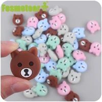 fosmeteor 5pcs mini baby silicone bear beads cartoon animal diy pacifier chain baby silicone teether rodent molar toy bpa free