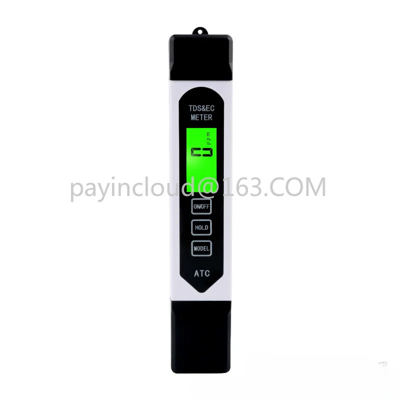 

Three in one water quality TDS total solubility test pen, multifunctional conductivity EC water quality backlight detector