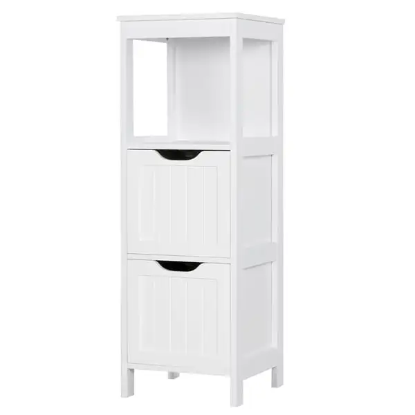 

SMILE MART Adjustable 3 Tiers Bathroom Cabinet Modern Storage Organizer Heavy Duty Vanity Stylish Floor Cabinet, White