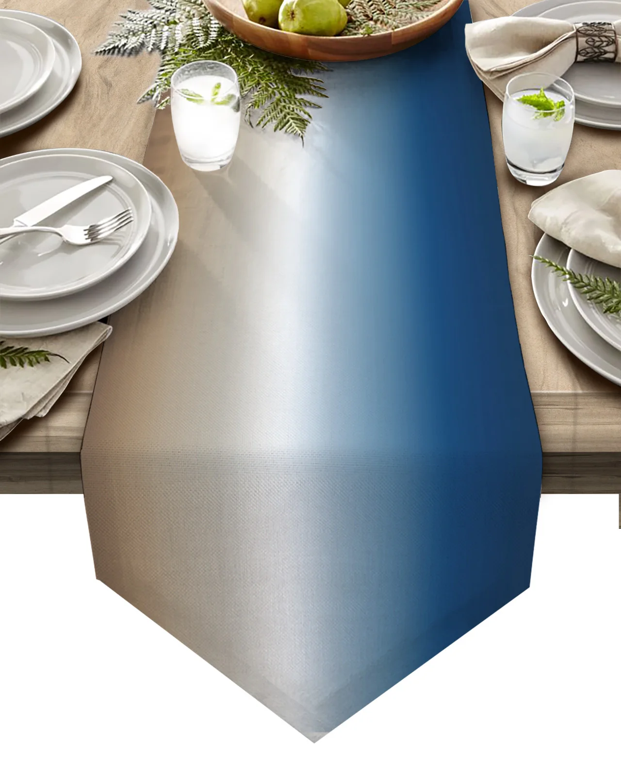 

Blue Khaki Gradient Coffee Table Decor Tablecloth Wedding Decoration Dinning Table Decoration Table Runner