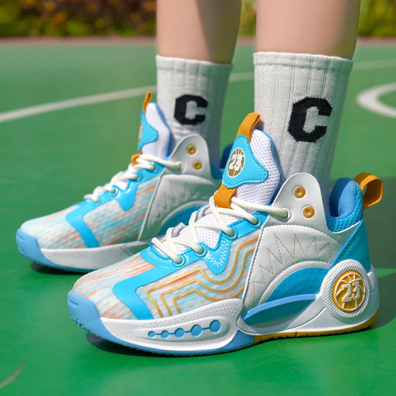 Summer  Breathable Mesh Kids Basketball Shoes Comfortable Non-slip Children Basketball Sneakers Wear-resistant Teens Sports Shoe