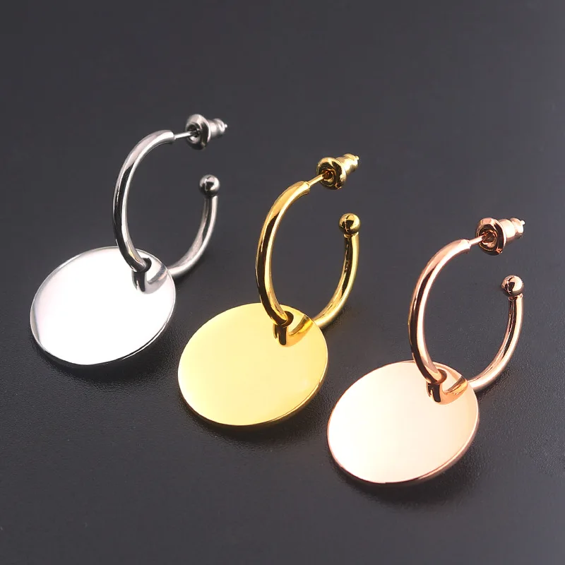 

Fashion Women Hoop Pendientes Color Color Rose Gold Black Stainless Steel Wire Round Circle Huggie Earrings Brincos Jewelry