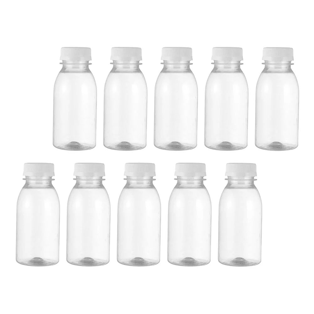 

Bottles Bottle Plastic Milk Clear Empty Reusable Containers Drink Beverage Water Container Mini Caps Drinking Smoothie Jar