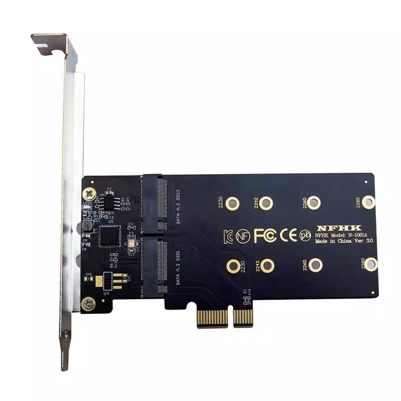 Фото Адаптер PCI-E — M2 Адаптер PCI Express X1 2-портовый B Key M.2 NGFF SATA SSD Адаптер PCIE M2 Карта расширения Riser Card-ABVP №2