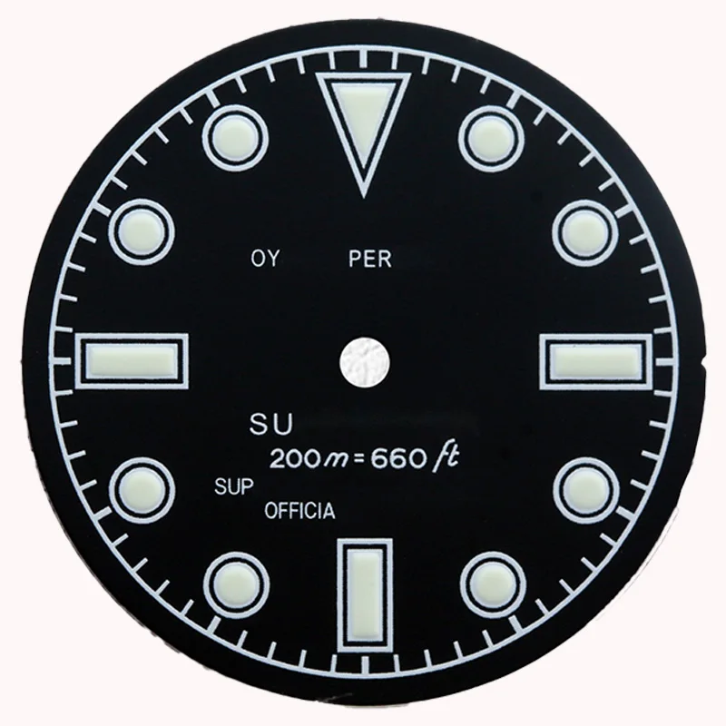 

Sub Diving Watch Dials 28.5MM Super C3 Lume Movement Calendar Plate 3 o'clock Ring Date Replacing Spare Parts
