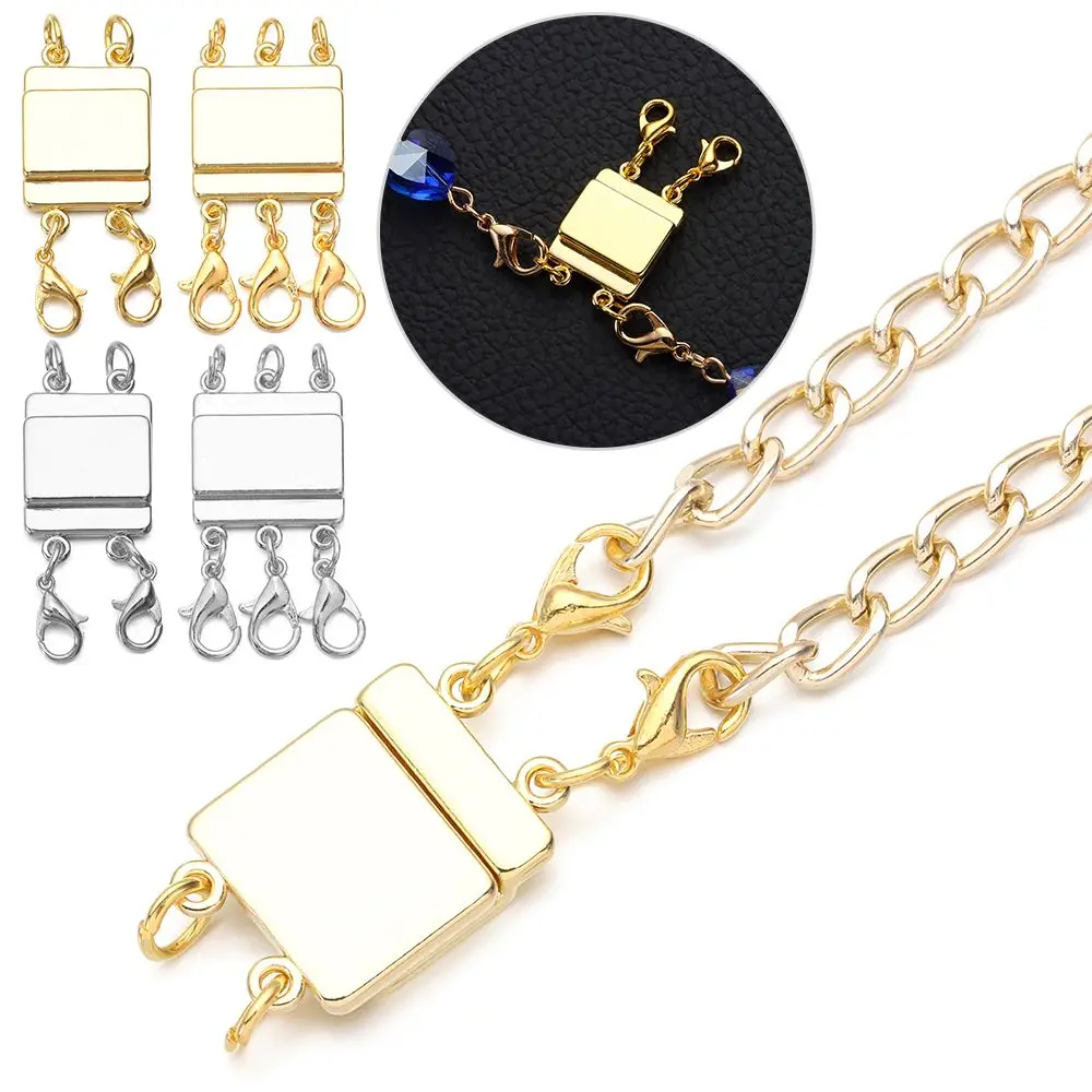 

2/3 Strands Layering Magnetic Necklace Clasp Stainless Steel Lobster Clasps Connector Spring Buckles for Necklace Bracelet Chain
