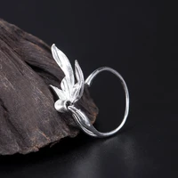real 925 sterling silver adjustable orchid ring for women chinese style ethnic female open rings solid silver jewelry jz041