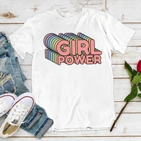 2022 shirt summer o neck oversized top feminine girl power printing t shirt creatives punk short sleeve womens tshirts white