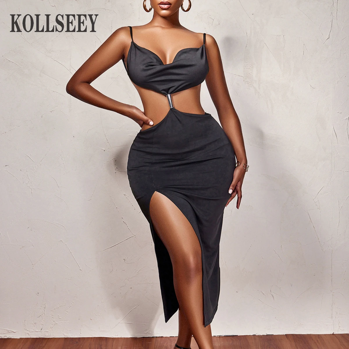 KOLLSEEY Brand Women High Waist Chest Wrap Solid Color Tunic Dress Sexy Long Evening Dress enlarge
