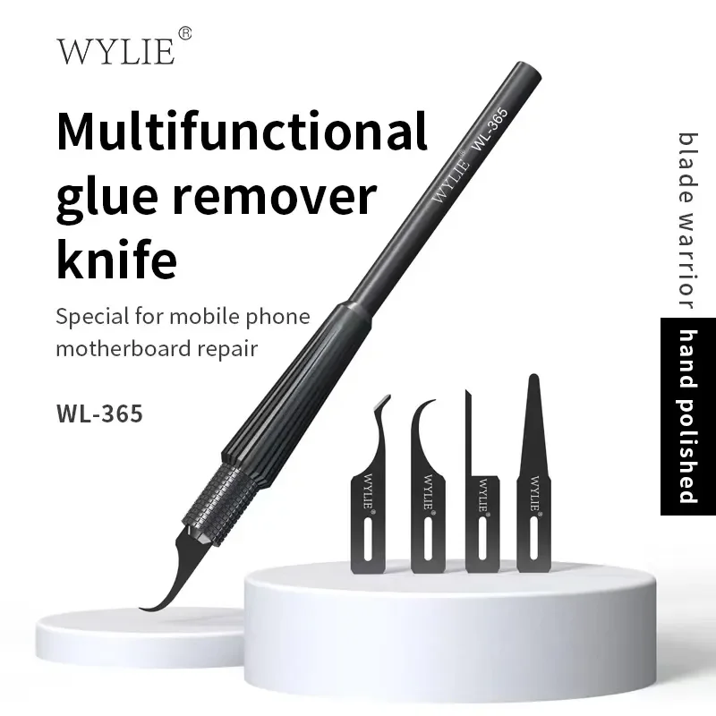 

WYLIE WL-365 4 IN 1 Multifunctional Knife Hand Polished Ultra Thin Blade Set Phone Motherboard Glue Removal IC CPU Prying Tool