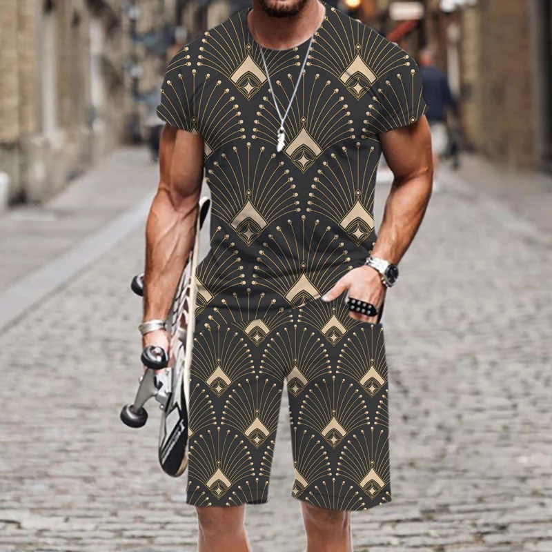 

Men's T-shirt Shorts Set Funny Abstract Pattern Cool Loose Man Swimming Men/Women Swimsuit Harajuku Casual Comfortable Oversized