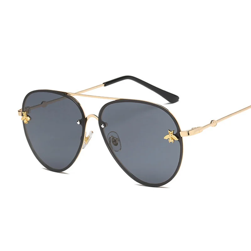 

Vintage Luxury Rimless Sunglasses Gradient Aviation Woman Fashion Square Metal Brand Designer Metal Driving Polarized Eyewear