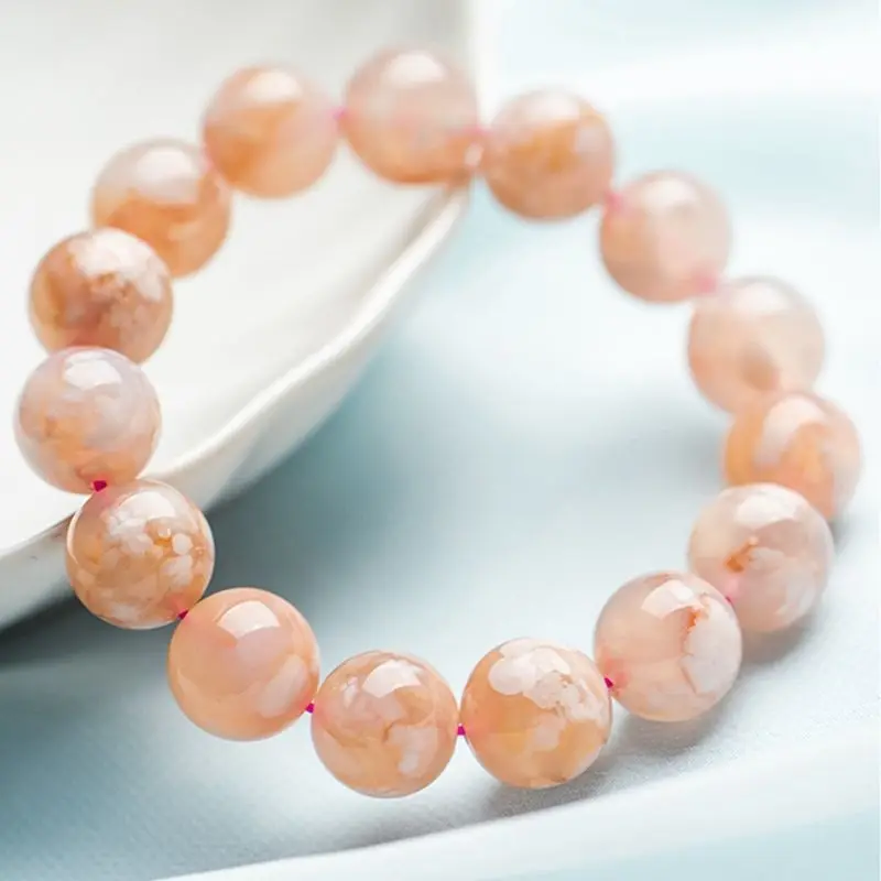 Ручная игрушка зеленые ювелирные изделия Натуральная розовая вишня агат снег