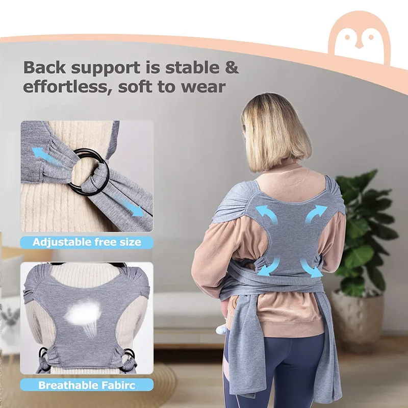 Baby Sling Ring Ergonomic Carrier Wrap Cotton Cross Simple Adjustable X-shaped Front Holding Type Childcare Gear Backpack