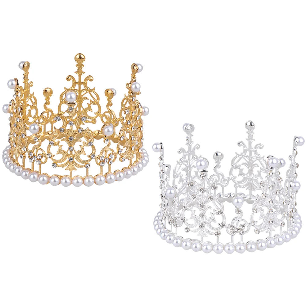 

2pcs Crown Cake Ornaments Lovely Cake Decorations Chic Baking Cake Decors
