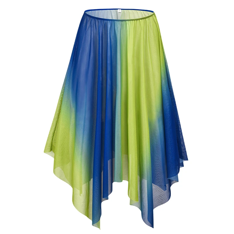 

Ballet Gauze Skirt Elastic Waist Middle Length Gradual Color Tutu Skirt for Women Adult Ballet Dance Training Dancewear S22076