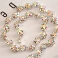 bling ab color s shape glass rhinestone chain for diy sewing wedding dance waist decoration