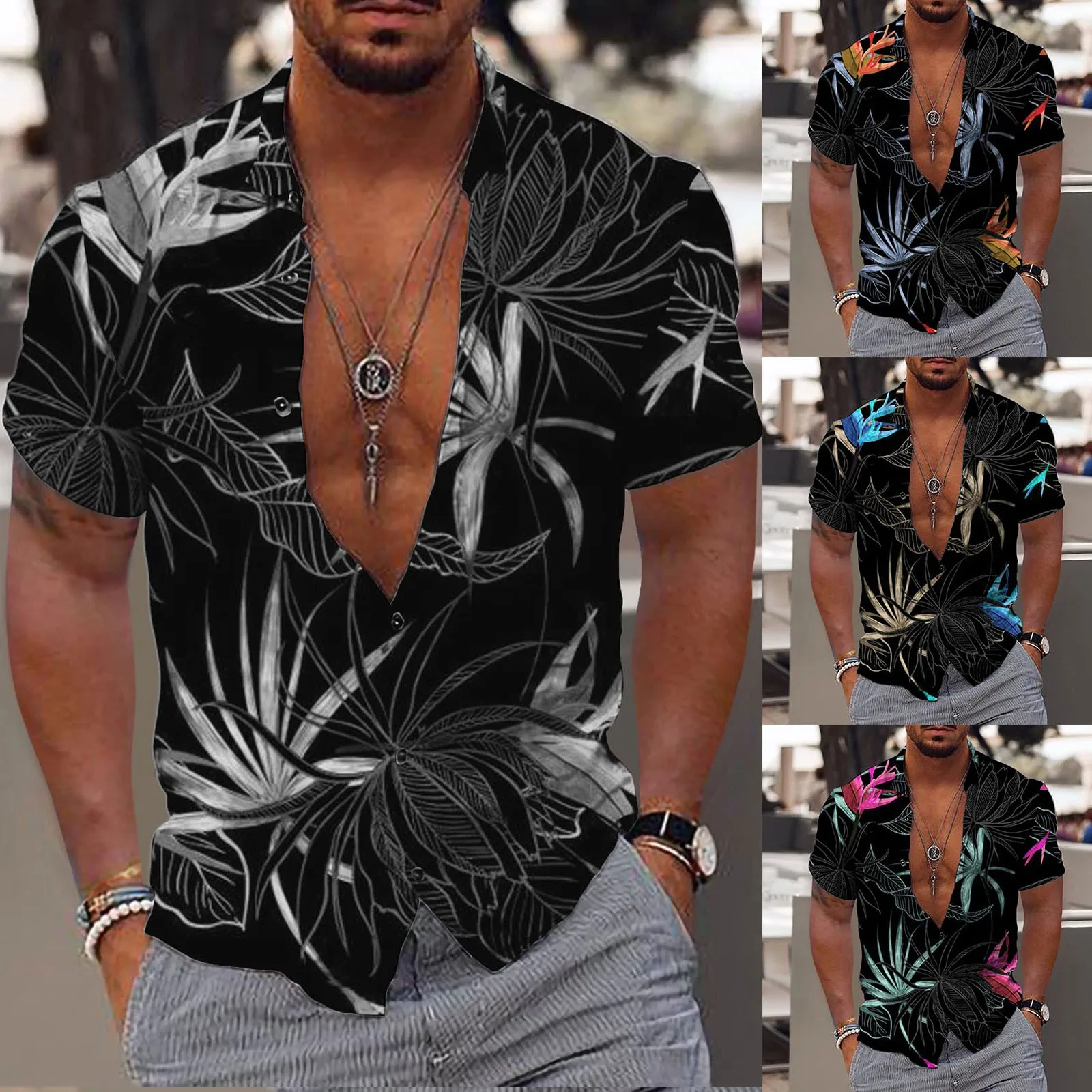 

Men's Hawaiian Shirt Fun Short Sleeve Button Up Shirt Tropical Holiday Beach Shirt Vetements Homme футболка мужская Camisas