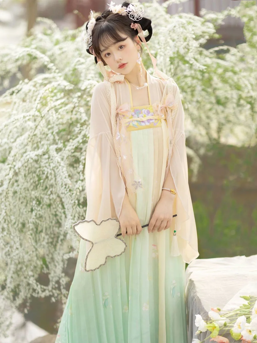 Костюм династии ханьфу Тан Женская юбка костюм для народного танца Традиционный