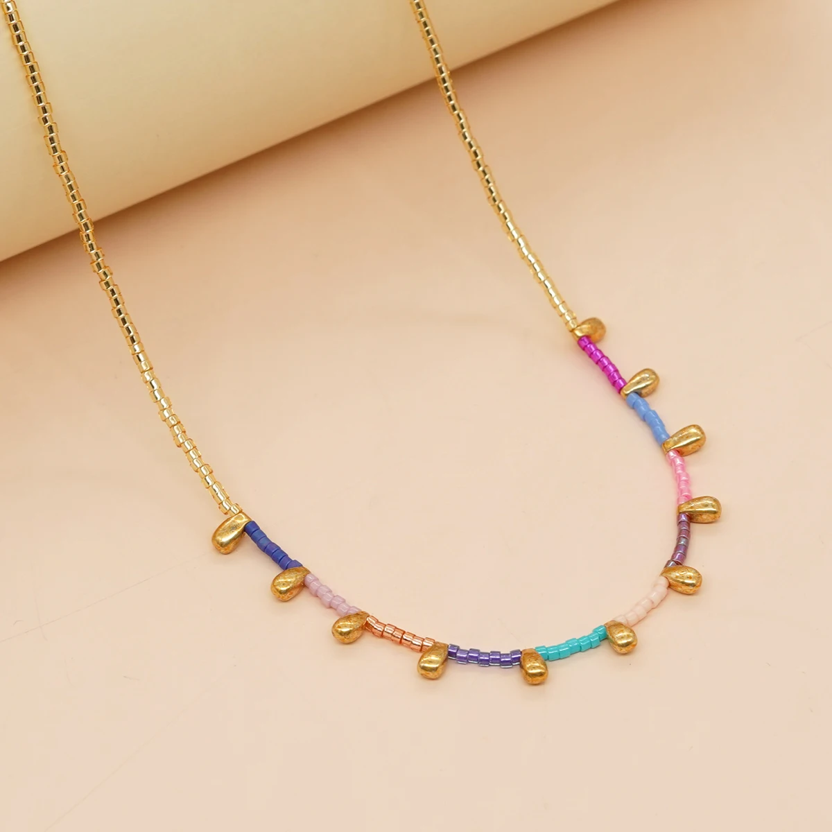 

YASTYT Choker Colorful Bead Water drop Charm Summer Fashion Necklaces For Women Boho Jewelry