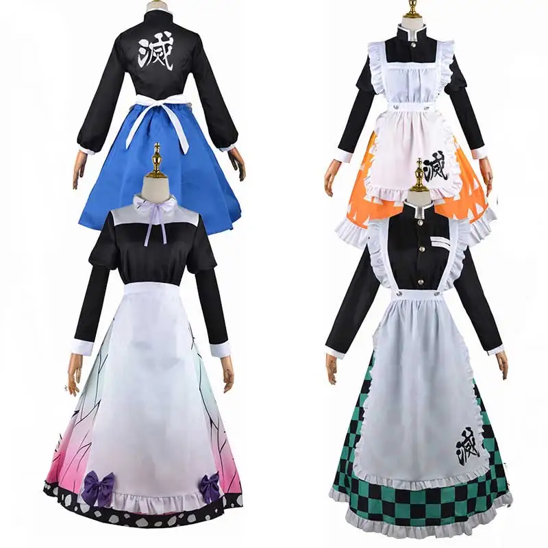 

Agatsuma Zenitsu Cosplay Demon Slayer Costume Hashibira Inosuke Shinobu Maid Dress Outfits Halloween Carnival Suit