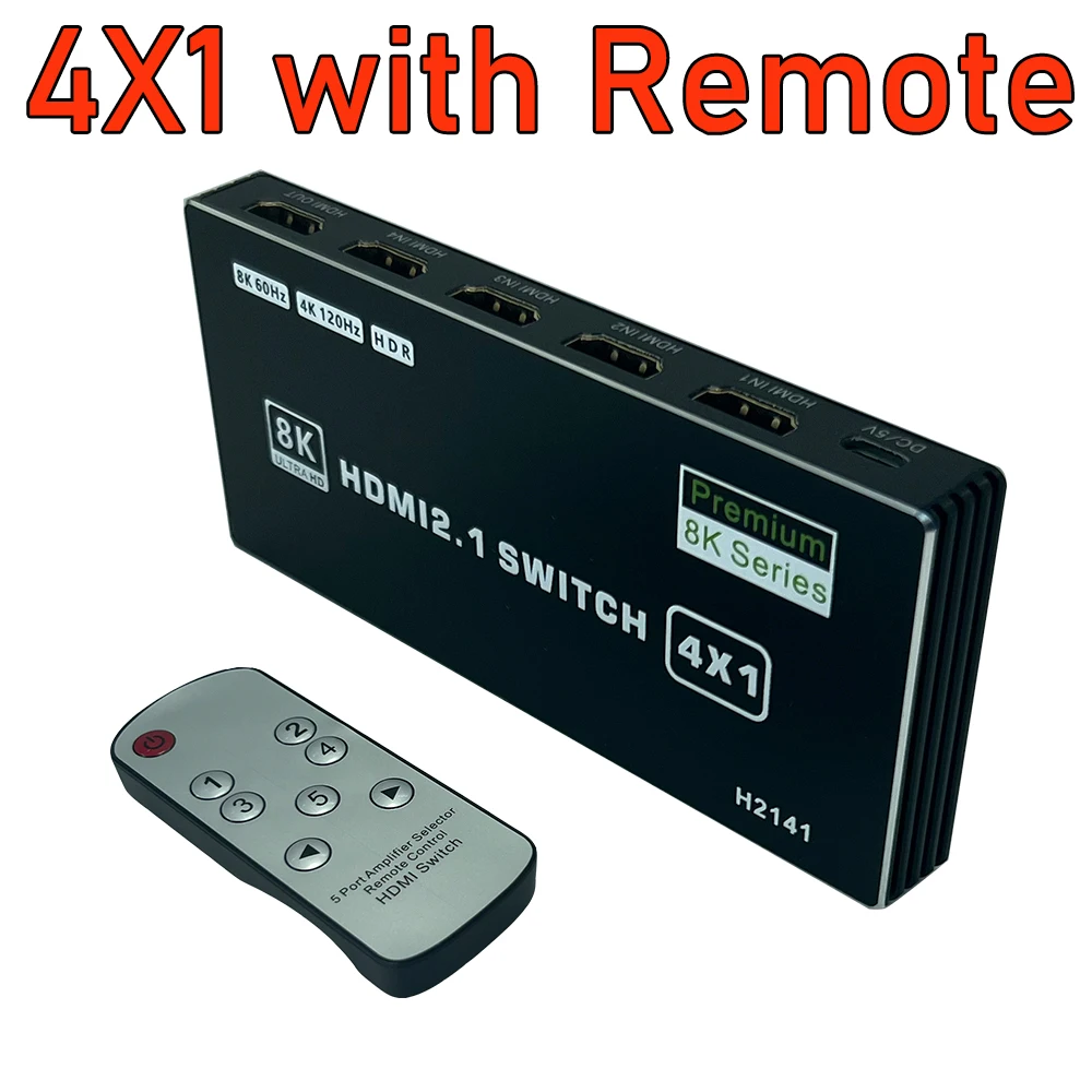 HDMI 2 1 переключатель сплиттер 120 Гц 5-портовый 4K коммутатор CEC 48 Гбит/с 8K с