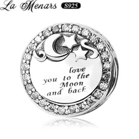 la menars fashion beads jewelry 925 sterling silver star moon charms love wife girlfriend gift fit women bracelets diy gift