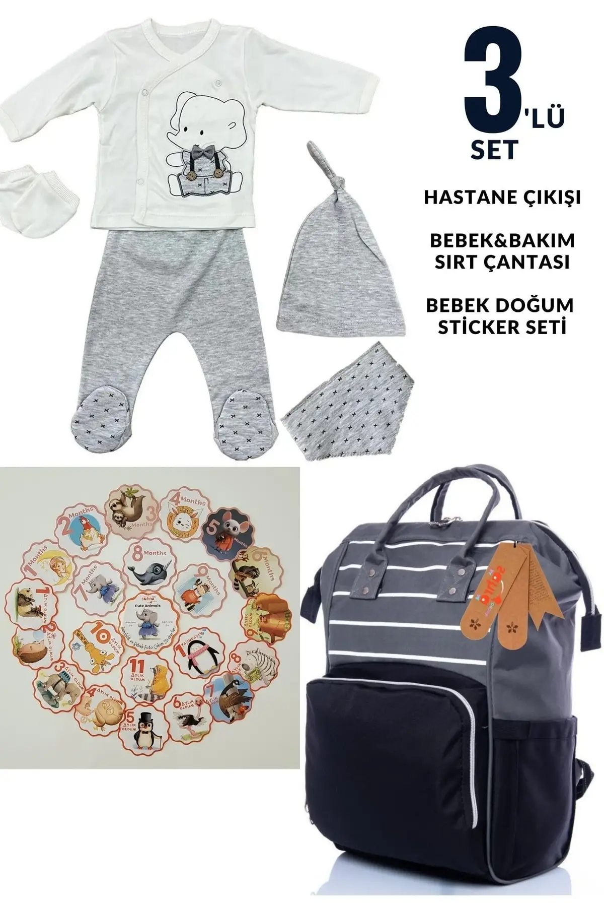 

100% хлопковая розетка для больницы, рюкзак для ухода за мамами и детьми и милые животные, комплект из 21 предмета, хлопковая белая наклейка для ребенка