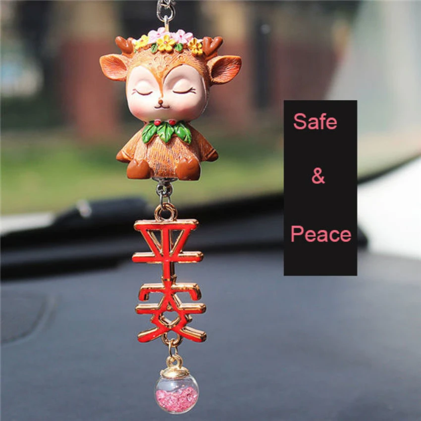

Lovely Deer Pendant Car Accessory Rear View Mirror Hanger Car Decorative Peace Ornaments Cute Interior Accessories