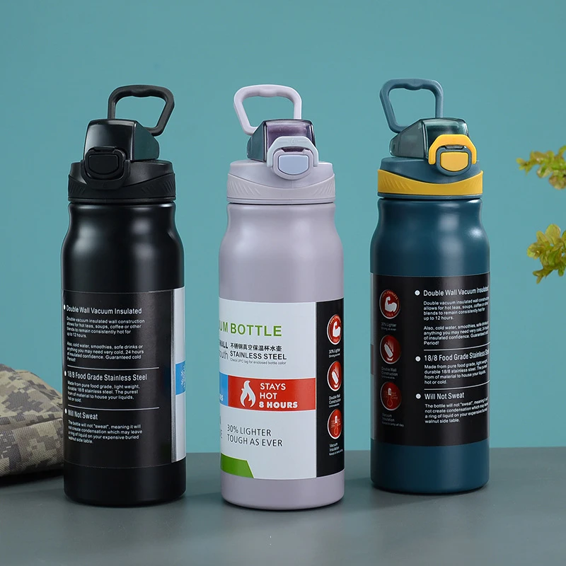 

Drinking Bottle New Stainless Steel Vacuum Bottle Sports Bottle Portable Bounce Lock Large Capacity Outdoor Riding Insulated Mug