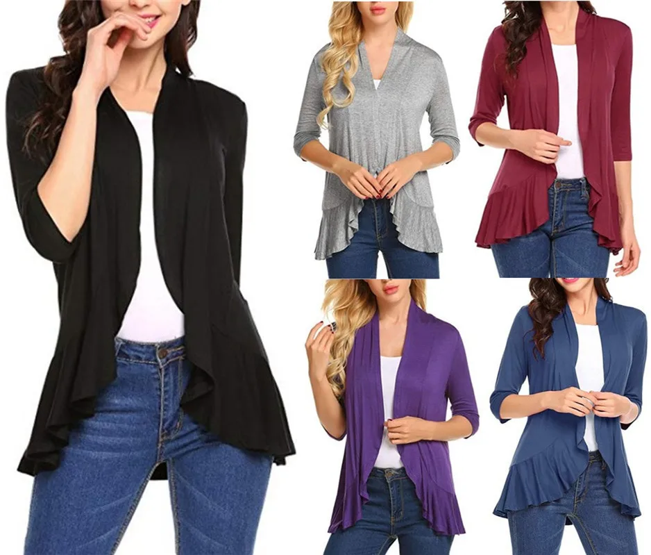 

2022 Europe and America popular women's spring and Autumn new hot selling solid color cardigan top