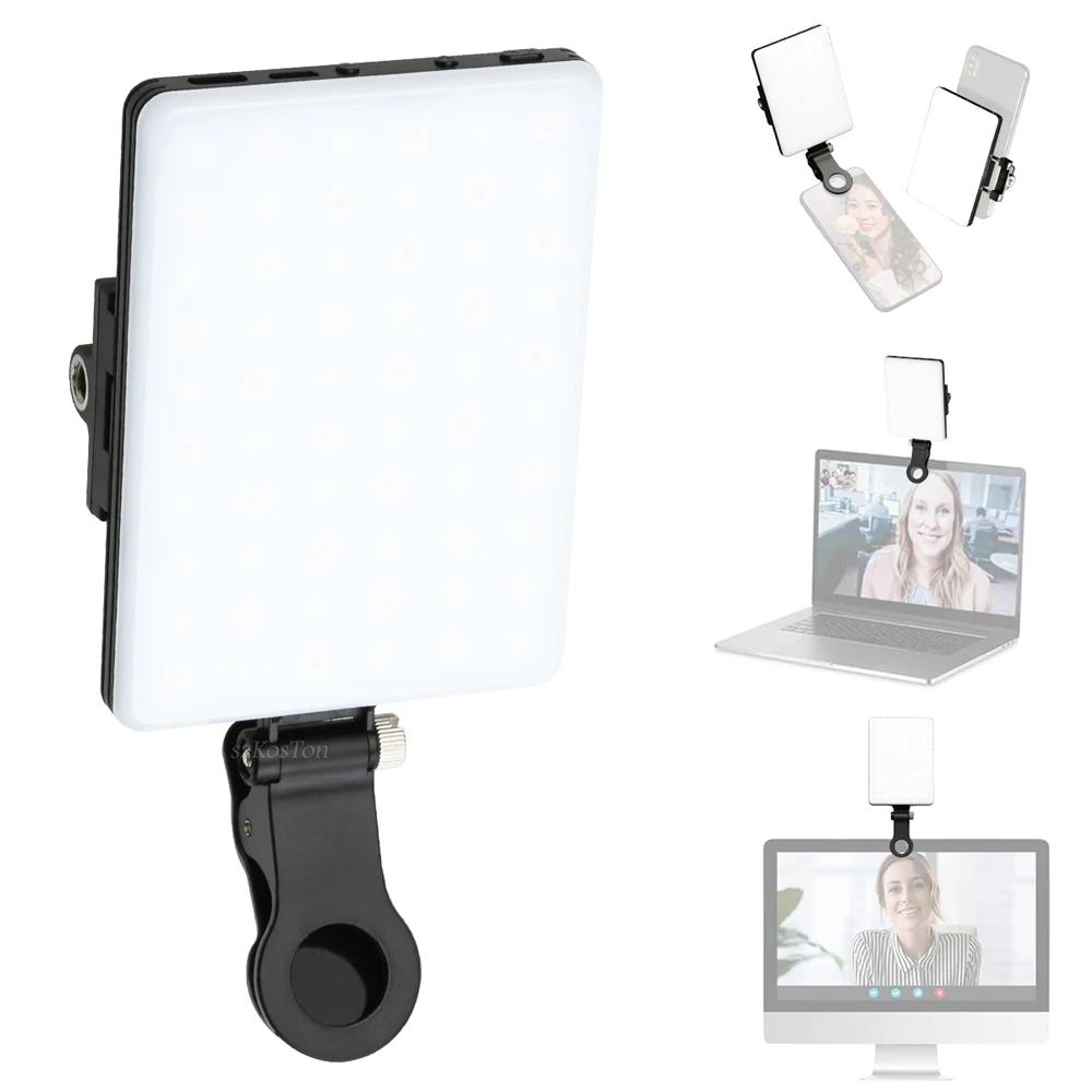 

Mini Clip-on LED Video Lights Mobile Phone Fill-in Light Portable LED Lamp For IPhone IPad Laptop Live Selfie Meeting Zoom Calls