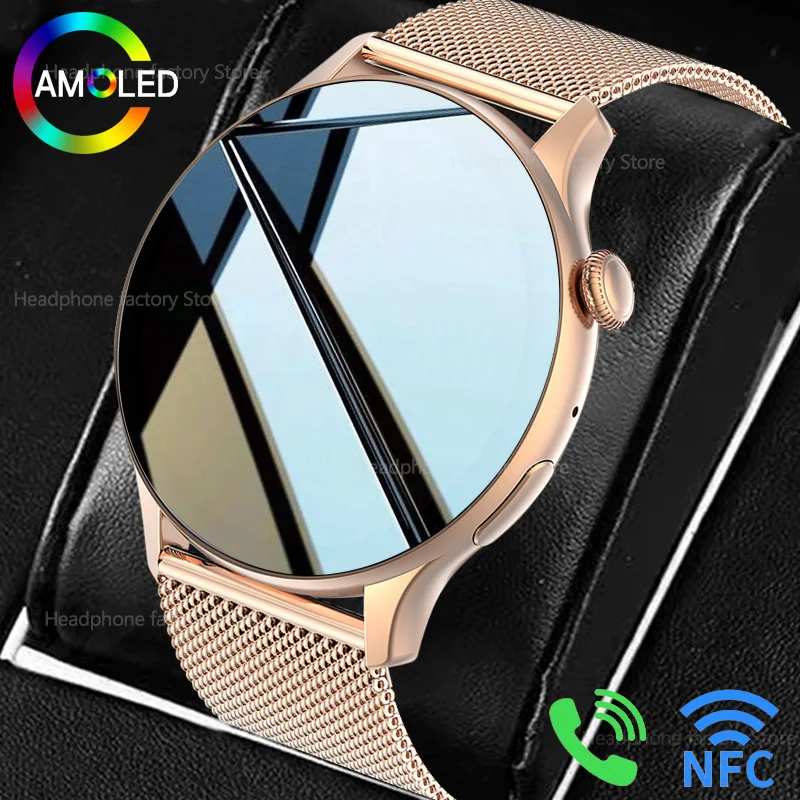 Women NFC Smart Watch AMOLED 466*466 HD Screen Waterproof Bluetooth Call Smart Bracelet For Huawei Xiaomi SmartWatch Men Ladies