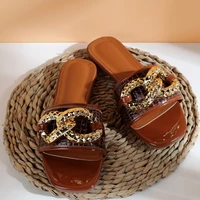 retro crystal metal buckle women slippers sandals summer flats shoes snake print sexy fashion slides loafers casual flip flops