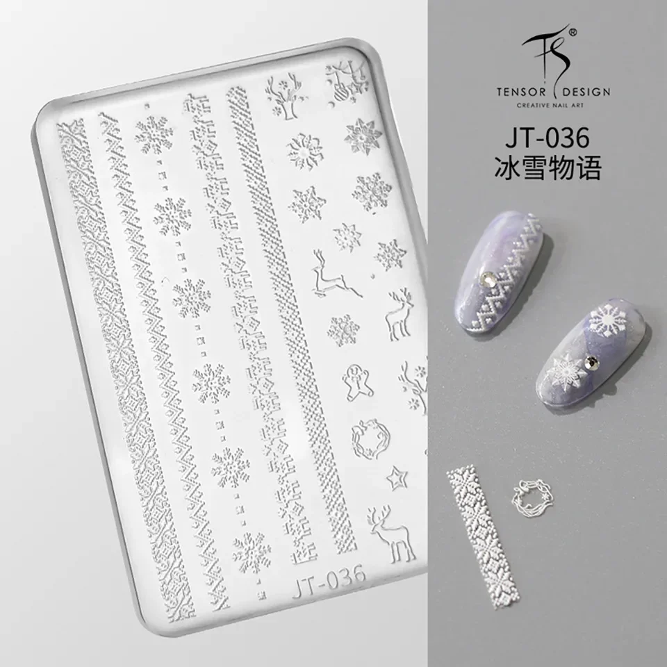 Lace Snowflake Winter Snowman Deer Christmas Elk Bow Nail Art Accessories Manicure Tool Silicone Carving Mold Mould DIY Template
