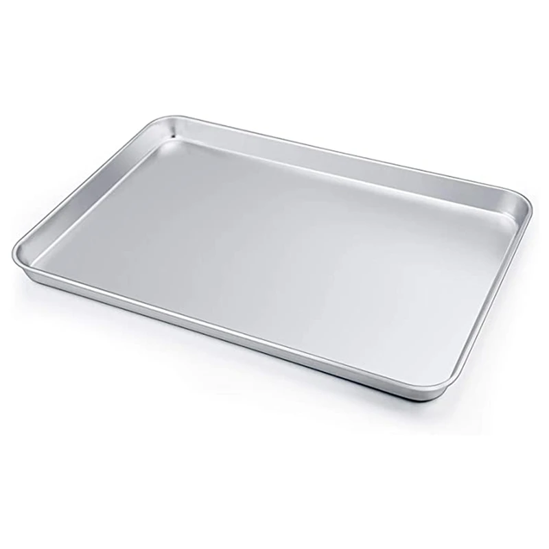 

Large Baking Sheet, Stainless Steel Cookie Sheet Baking Pan Tray, Rectangle , Healthy & Non Toxic,Dishwasher Safe