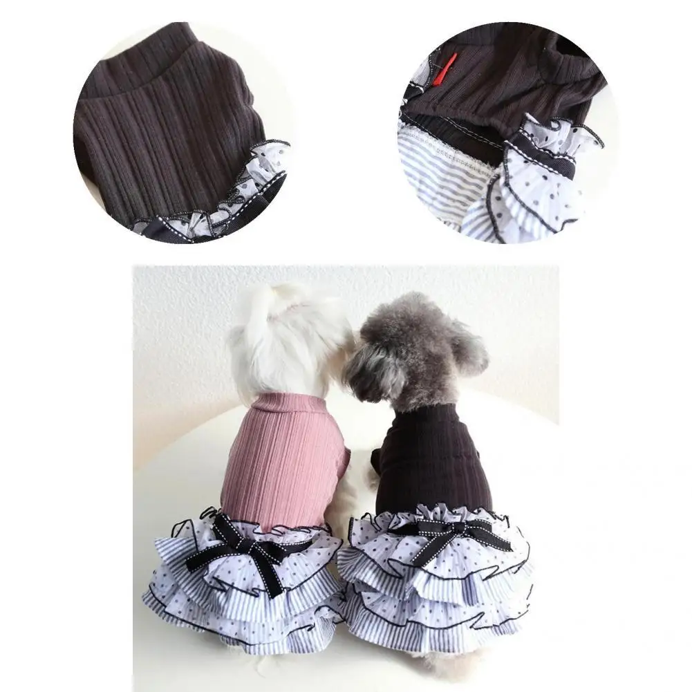 

Costume Fashionable Teddy Wear Pet Skirt with Bow Cozy Puppy Clothing Girlish Festival Gift
