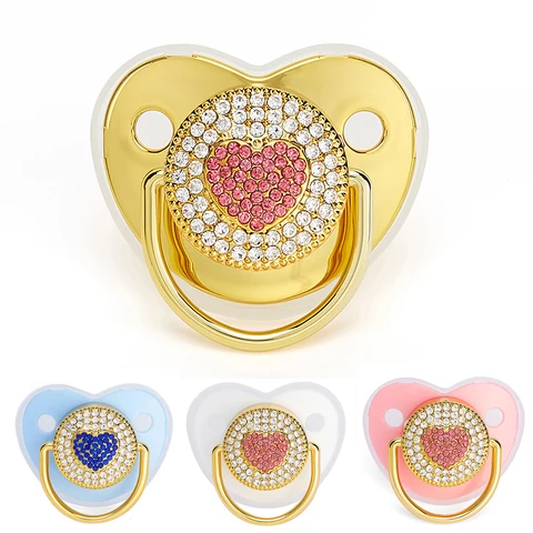 Детская силиконовая соска с крышкой Bling Стразы