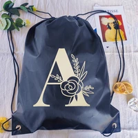 fashion simple golden letter print drawstring bag boy basketball bag sport bags multi function portable customize school case
