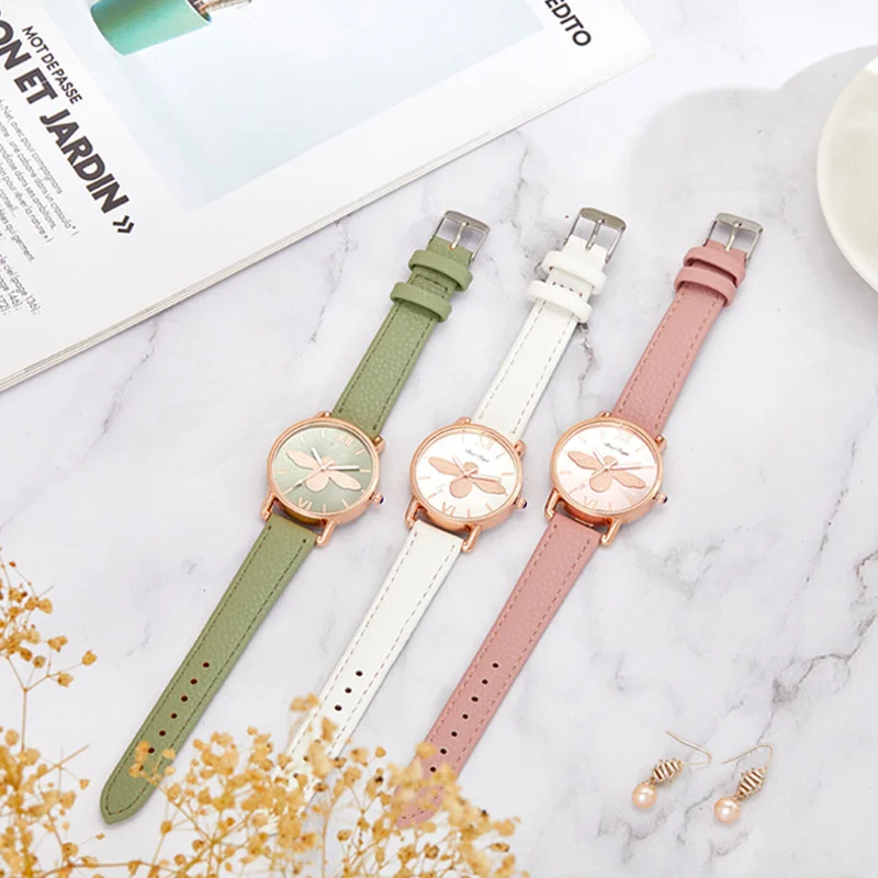 

Top Brand Women Watches Luxury Leather Strip Marble Color Dial Dress Wristwatch Ladies Quartz Watch Gift Relogio Feminino