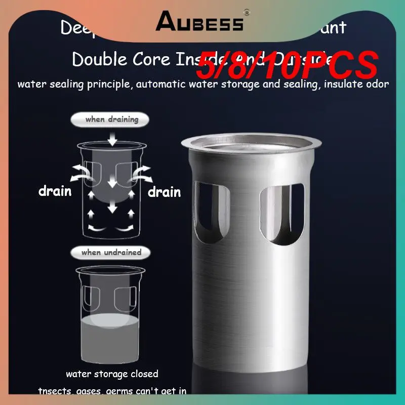 

5/8/10PCS Stainless Steel Floor Drain Anti-clogging Floor Strainer Bath Basin Shower Strainer Cover Double Core