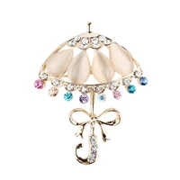 rhinestone umbrella brooches for women opal cartoon brooch pins fashion coat clothing jewelry accessories elegant gifts