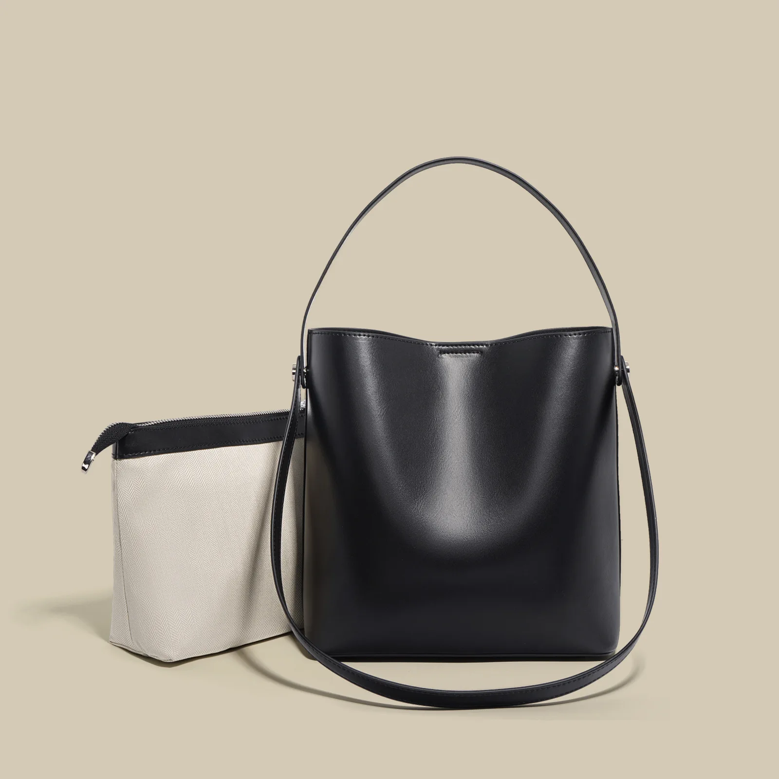 Fashion bucket leather shoulder bag new women's handbag luxury designer women's handbag commuter handbag