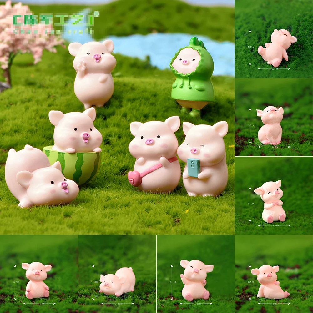 

1 Pcs Lovely Cartoon Pig Miniatures Figurine Fairy Garden Micro Moss Landscape Decoration DIY Terrarium Figurines 2023 New