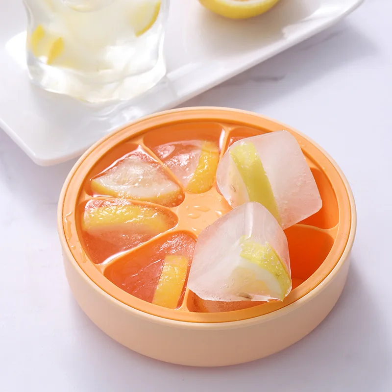 

Silicone Ice Cube Tray Orange Shape Cool Down Moldes Be With Cover Food Grade Reusable Round IIce Maker Boxes Removable Lids